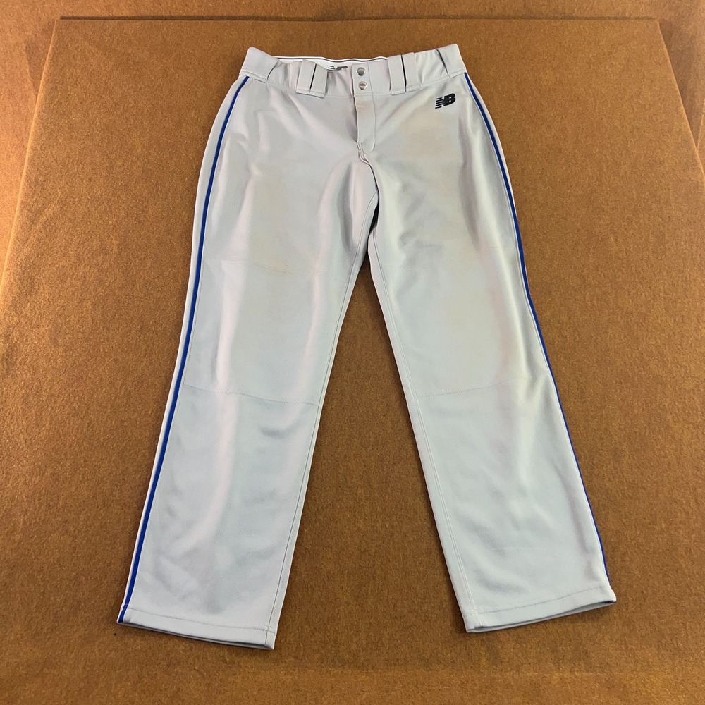 New Balance Mens Size Large Gray Blue Piping Baseball Pants New *Flaw